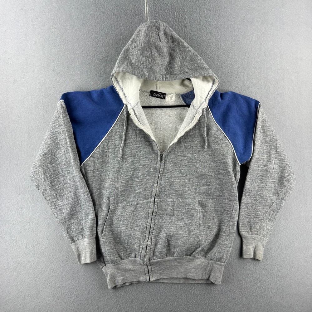 Vintage 80s Sweatshirt Mens XL (Fits Medium) Full Zip Hoodie Vancort Triblend